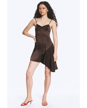 Monki Asymmetrical Satin Dress - Black