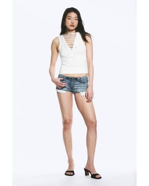 Weekday Hour Slim Low Rise Denim Hotpants - Blue