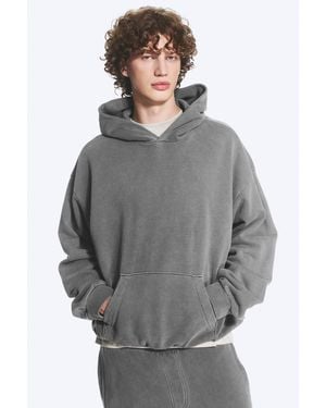 Weekday Locker Geschnittener Hoodie Aus Schwerer Baumwolle - Grau