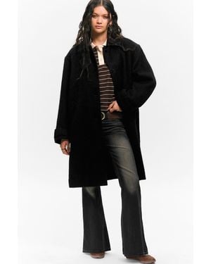 Monki Knee-Length Single-Breasted Coat - Black