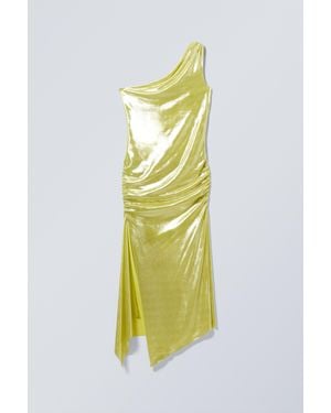 Weekday Overlap Draped Asymmetric Midi Dress - Yellow