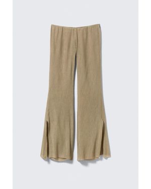 Weekday Low Rise Flared Crinkled Trousers - White