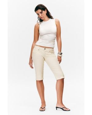 Monki Ultra Low Rise Capri Trousers - White