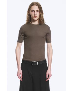 Weekday Boxy Slim Fit Ribbed T-Shirt - Brown