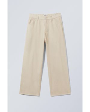 Weekday Astro Loose Baggy Leg Linen-Blend Trousers - Natural