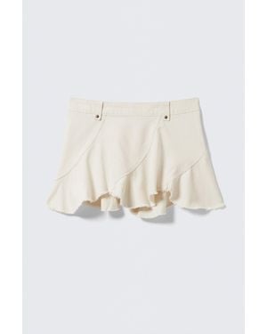 Weekday Frayed Asymmetric Mini Twill Skirt - White