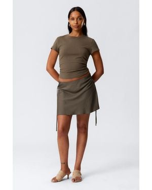 Weekday Ruched Drawstring Mini Skirt - Grey