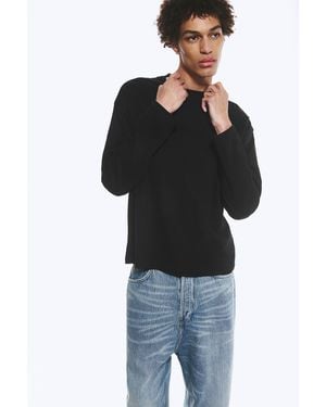 Weekday Soft Cotton Boxy Long-Sleeve Tee - Black