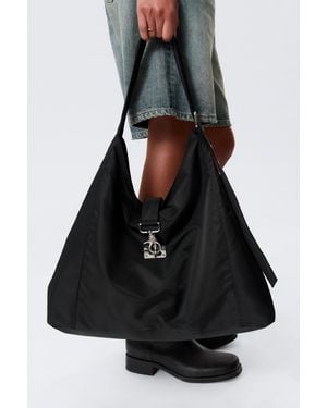 Weekday Medium Slouched Clasp Shoulder Bag - Black