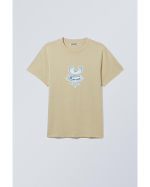 Weekday Kastiges T-Shirt Mit Grafikprint - Natur