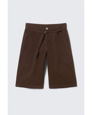 Weekday Low Rise Cargo Cotton Twill Jorts - Brown