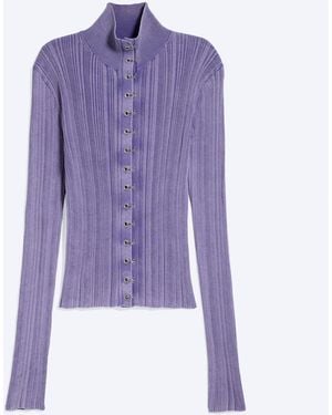 Weekday Ribbed Fitted Cardigan - Purple