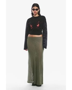 Weekday Sheer Cotton Knit Maxi Skirt - Green