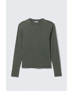 Weekday Ribbed Long-Sleeved T-Shirt - Green
