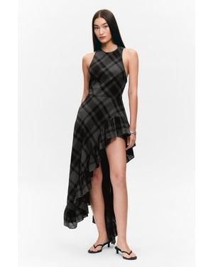 Monki Sleevless Asymmetric Ruffled Maxi Dress - Black