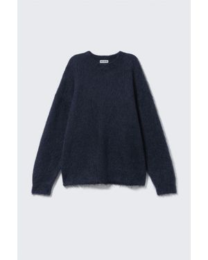 Weekday Oversized Knitted Mohair Blend Jumper - Blue