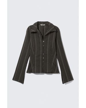 Weekday Strukturierte Bluse Mit Schmaler Passform - Schwarz