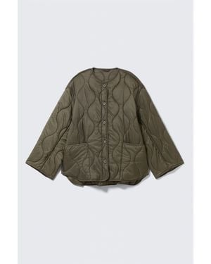 Weekday Oversized Quilted Liner Jacket - Green