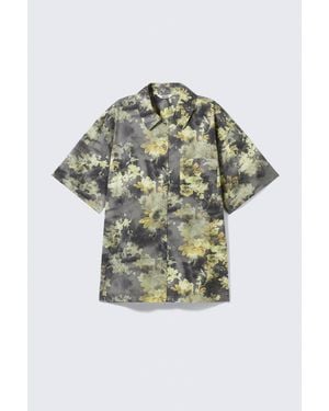Monki Oversized Short-Sleeved Cotton Poplin Shirt - Multicolour