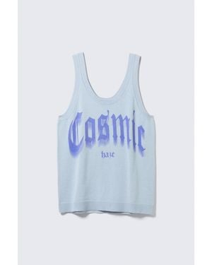 Weekday Knitted Graphic Tank Dress - Blue