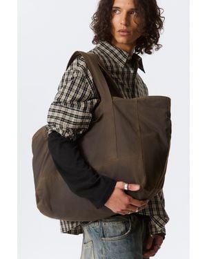 Weekday Large Waxed Cotton Canvas Tote Bag - Brown