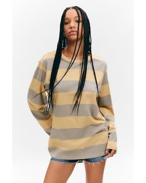 Monki Striped Long-Sleeved Mini Dress - Natural