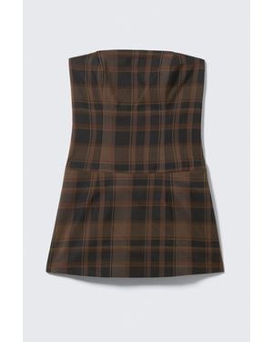 Monki Mini Tube Suiting Dress - Brown