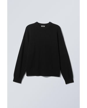 Weekday Knitted Oversized Boxy Cotton Jumper - Black