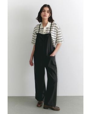 Monki Jeans-Latzhose Mit Bindeverschluss - Schwarz