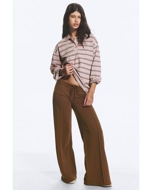 Monki Low Rise Loose Wide Leg Joggers - Brown