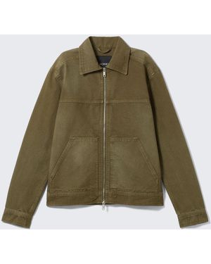Monki Two-Way Zip Oxford Jacket - Green