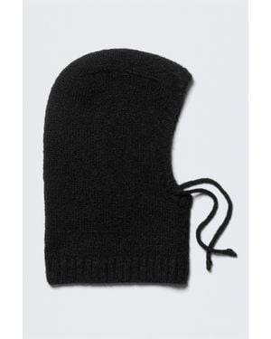 Monki Hairy Knitted Tie Hood - Black
