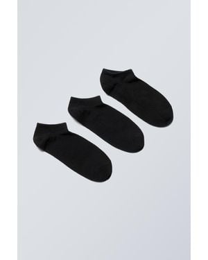 Weekday 3-Pack Low Cotton Trainer Socks - Black