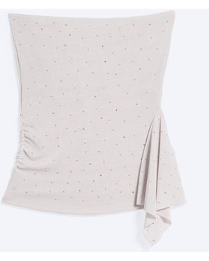 Monki Studded Frill Tube Top - White
