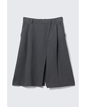 Weekday Asymmetric Linen-Blend Suiting Skirt - Black