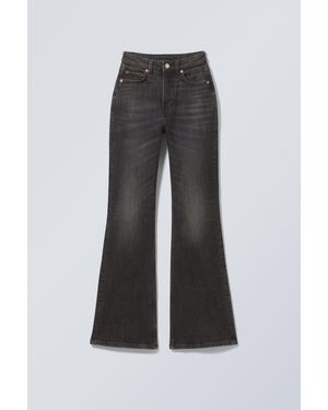 Weekday Glow Curve High Waisted Regular Flared Jeans - Black