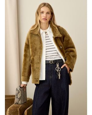 Whistles 'Tamina Short Shearling Coat - Natural