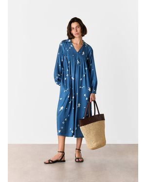 Whistles Sun Bleached Floral Dress - Blue