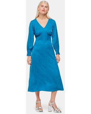 Whistles Petite Serpent Jacquard Midi Dress - Blue