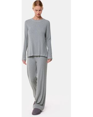 Whistles Rib Jersey Pyjama Top - Grey