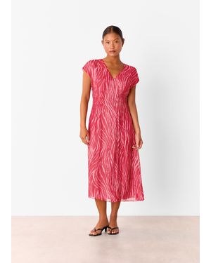 Whistles Petite Zebra Texture Midi Dress - Red