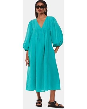 Whistles Petite Gloria Linen Blend Dress - Blue