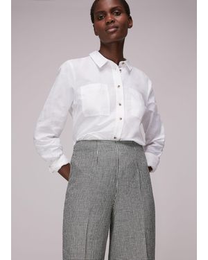 Whistles Checked Linen Crop Trouser - Grey