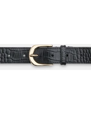 Whistles Shiny Croc Belt - Black