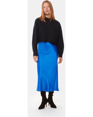 Whistles Satin Bias Cut Skirt - Blue