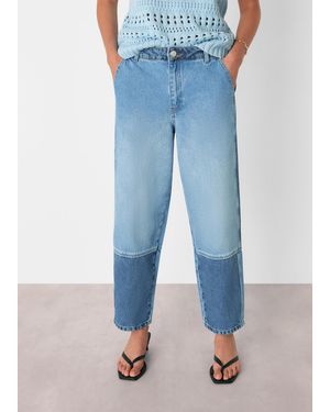 Whistles Patchwork Barrel Leg Jean - Blue