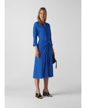 Whistles Abstract Spot Selma Tie Dress - Blue