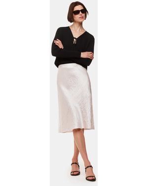 Whistles Satin Knee Length Skirt - Black