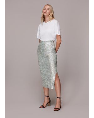 Whistles Sequin Column Skirt - Grey