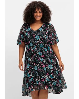 Sheego Chiffonkleid - Mehrfarbig